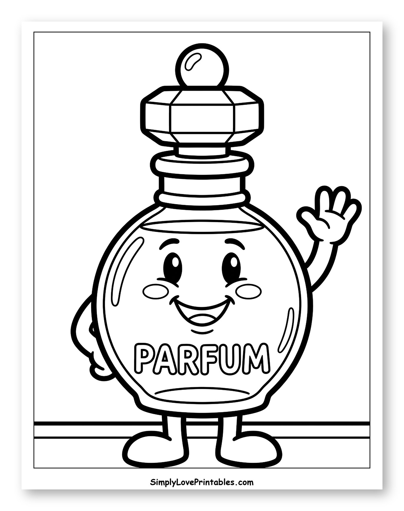 Friendly Perfume Bottle Character Coloring Sheet for Toddlers