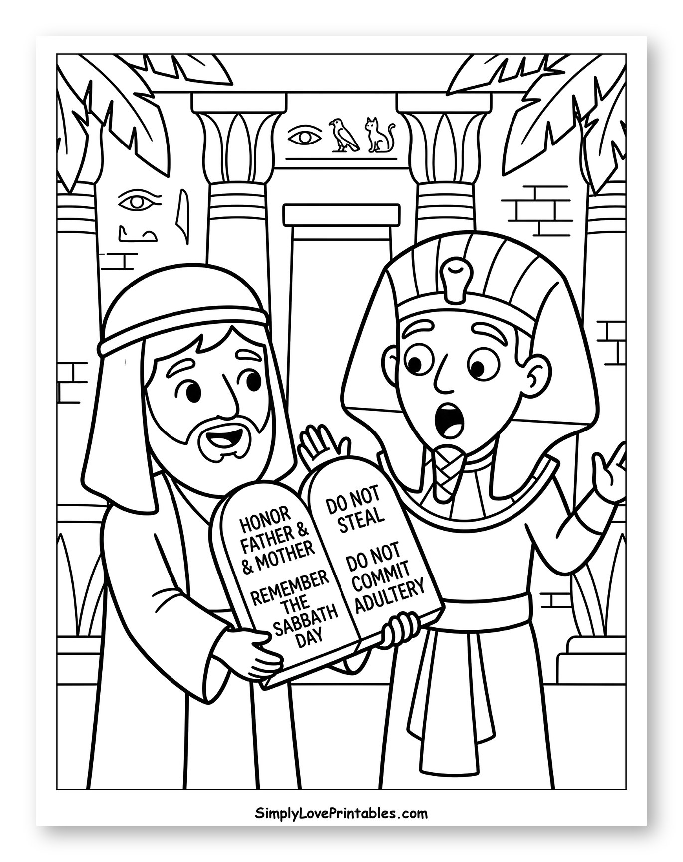Friendly Pharaoh and Moses with Tablets