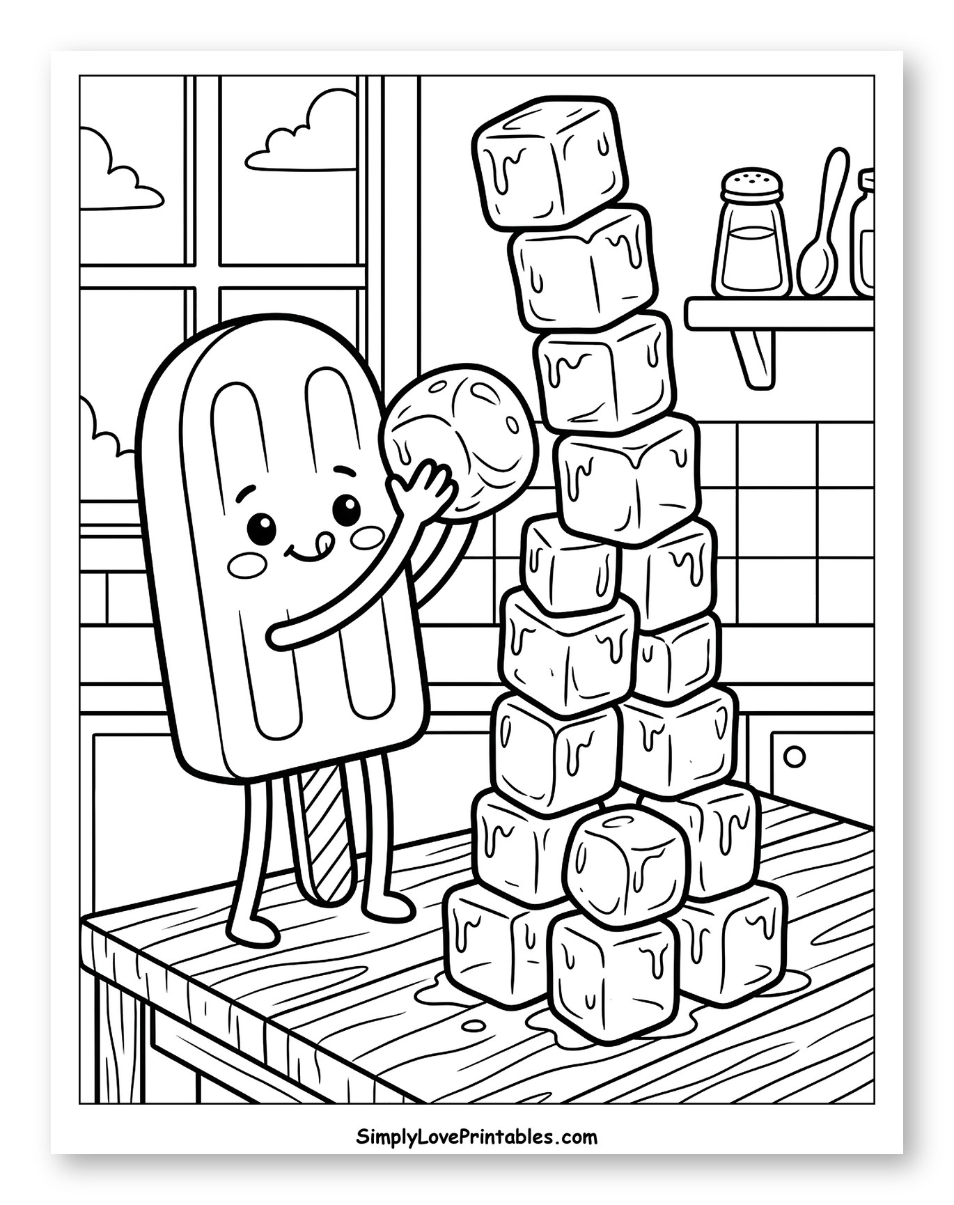 Friendly Popsicle with a Stack of Melting Ice