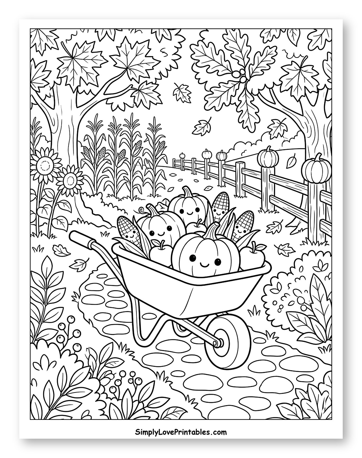 Friendly Pumpkin Harvest in a Wheelbarrow