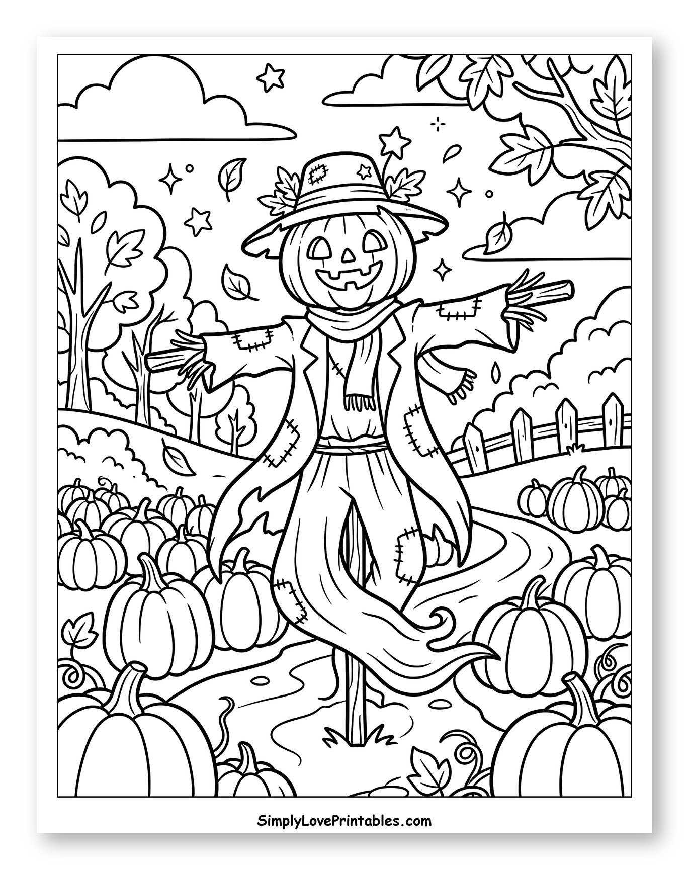Friendly Pumpkin Scarecrow in a Festive Patch