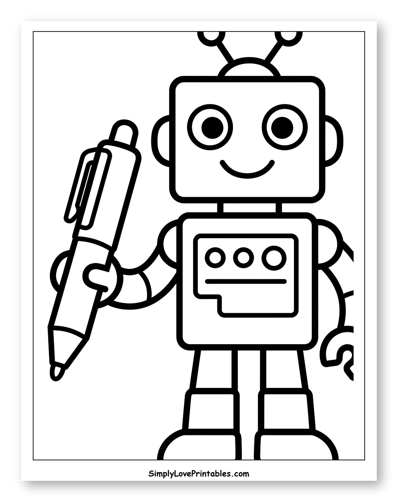 Friendly Robot Holding a Pen