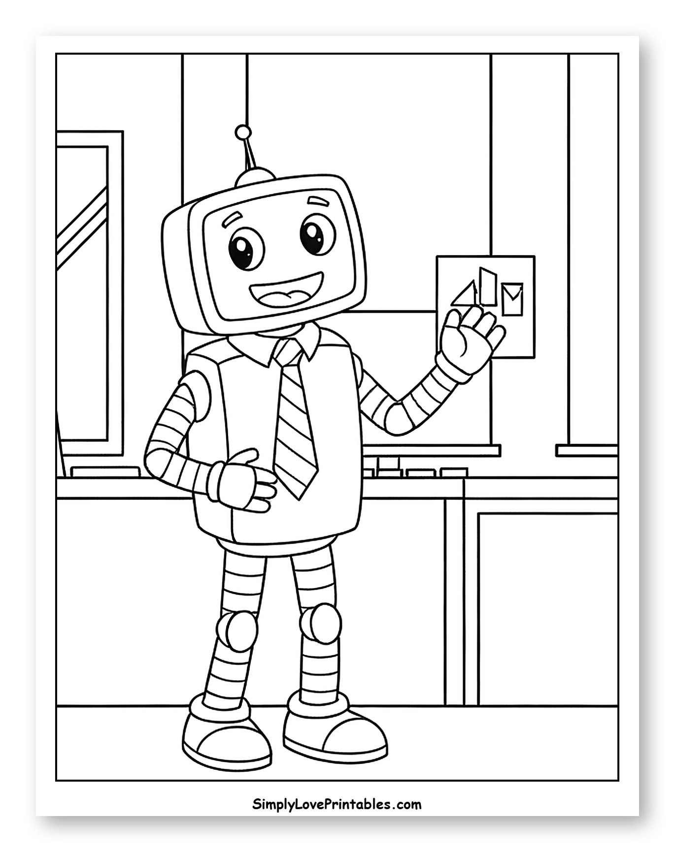 Friendly Robot Wearing a Tie at Work