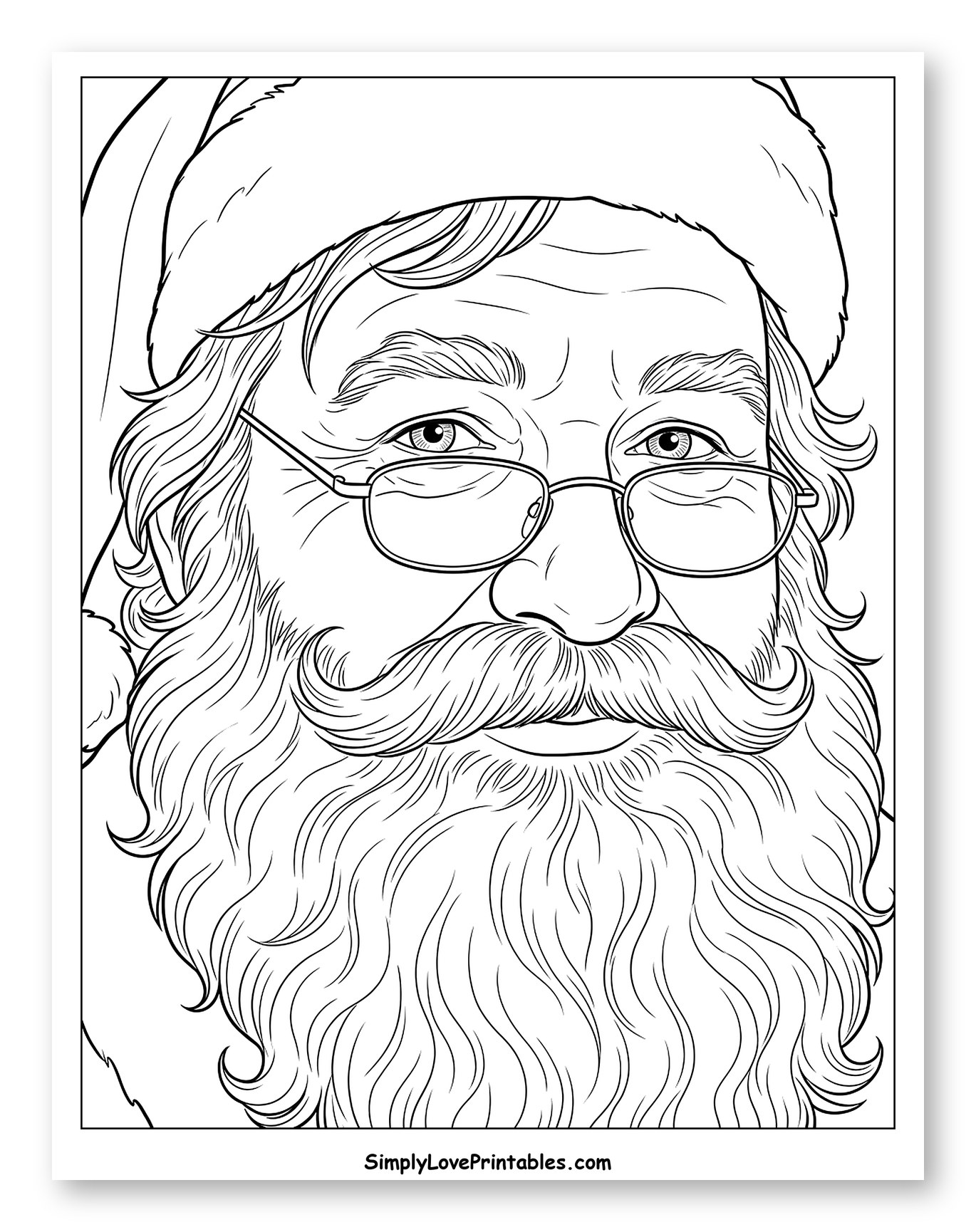 Friendly Santa Claus Wearing Wire Glasses Coloring Page