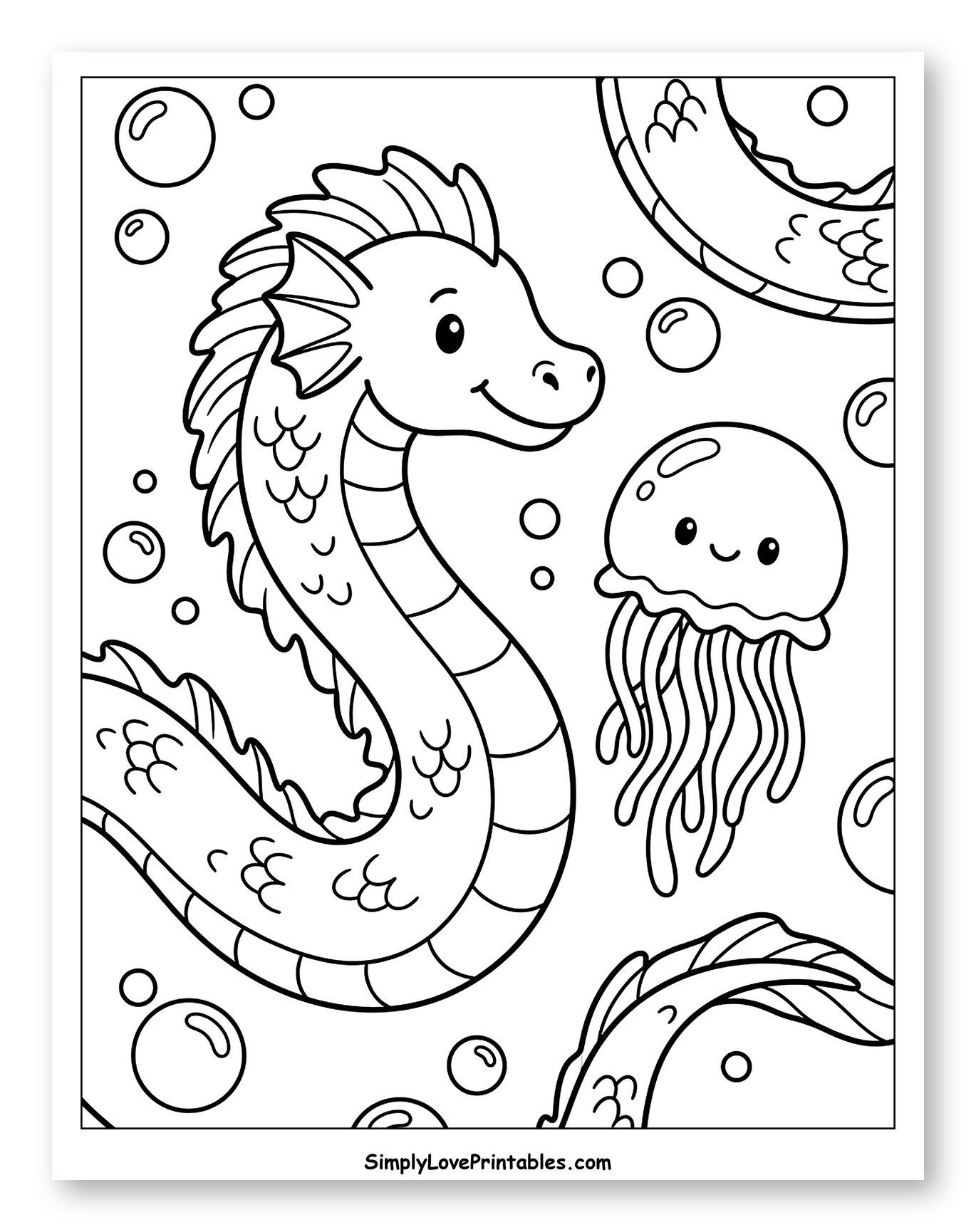 Friendly Sea Serpent and Jellyfish Underwater