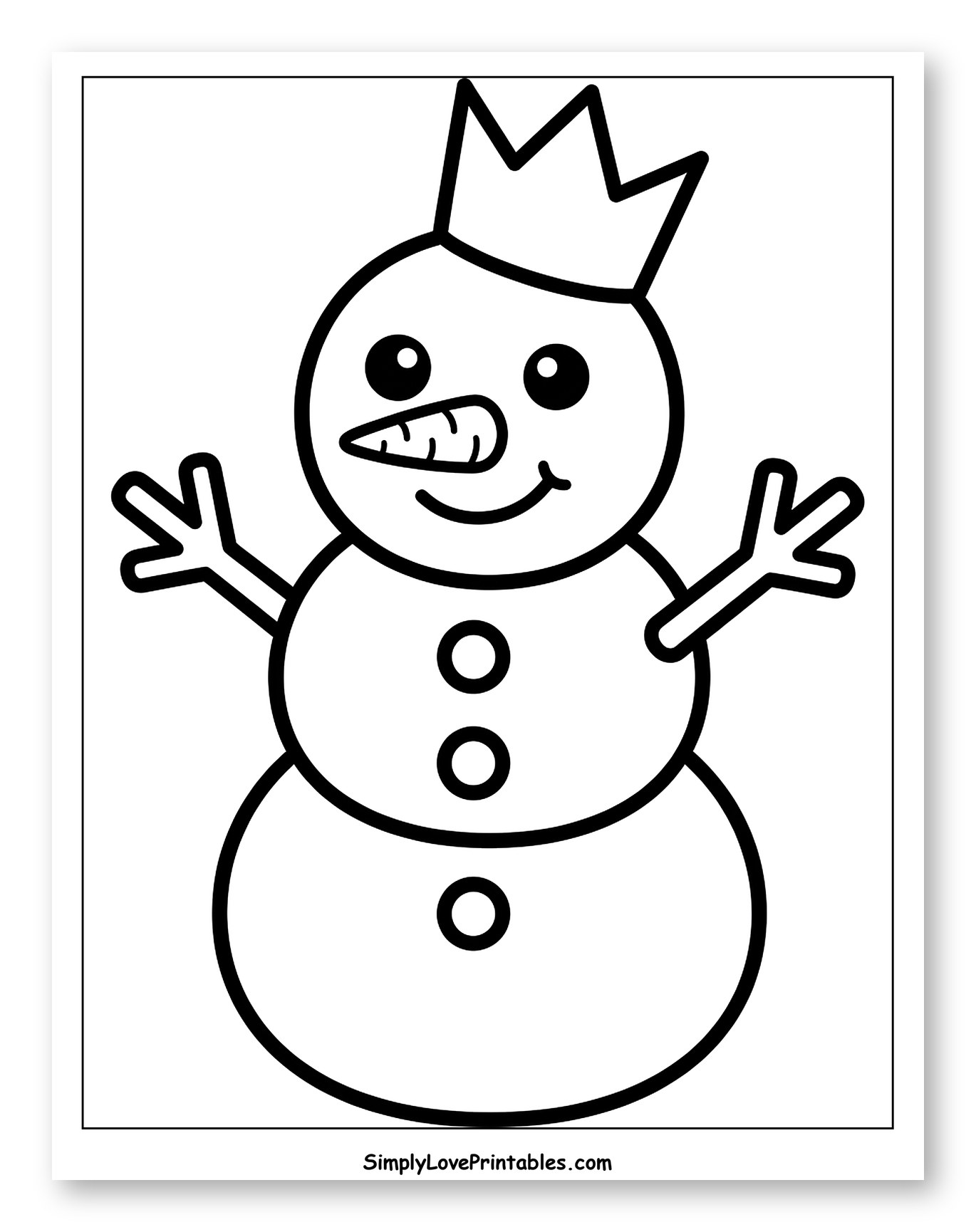 Friendly Snowman Wearing a Royal Crown