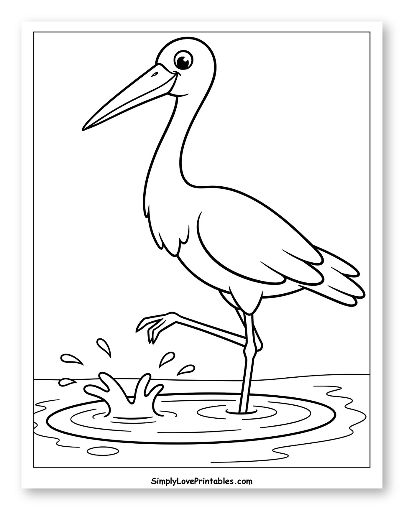 Friendly Stork Splashing in Water