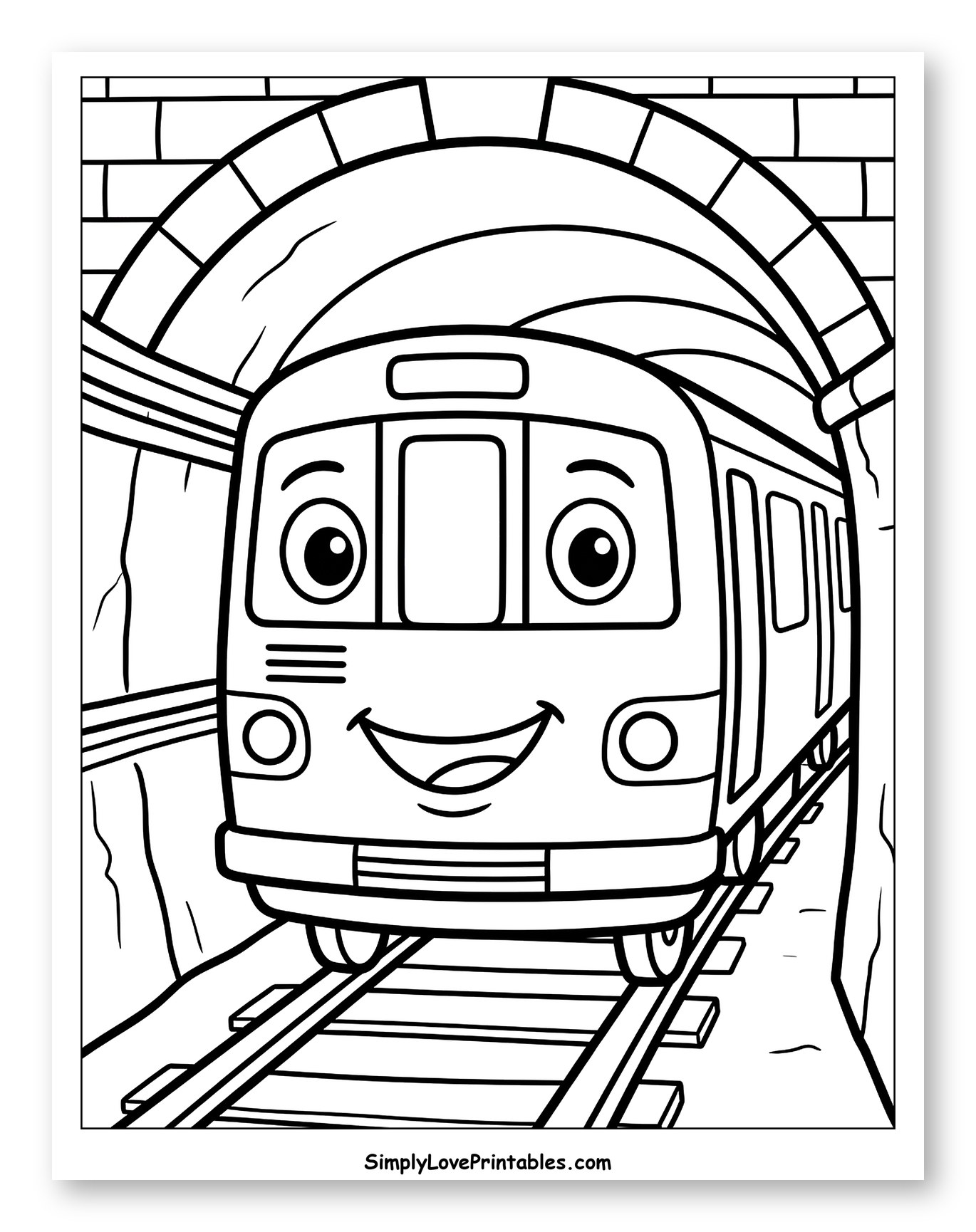 Friendly Subway Train Coming Out of Tunnel