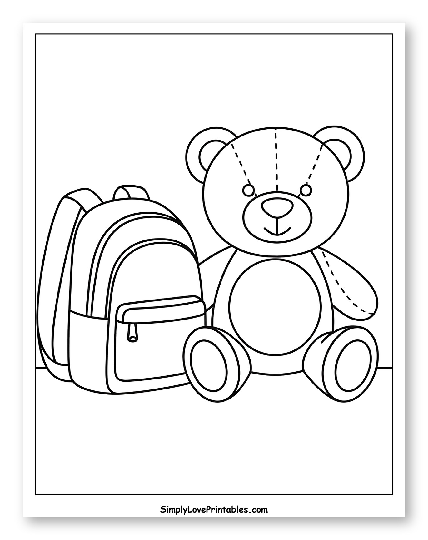Friendly Teddy Bear and School Backpack