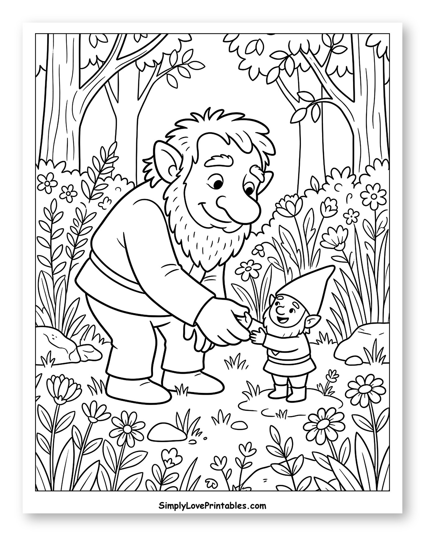 Friendly Troll Giving Gift to Gnome