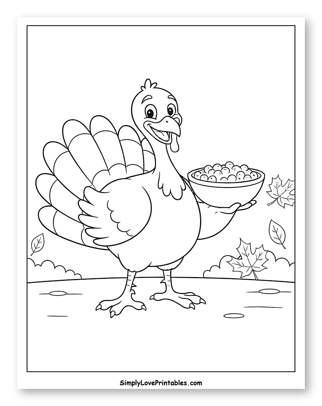 Friendly Turkey Holding a Bowl of Cranberries