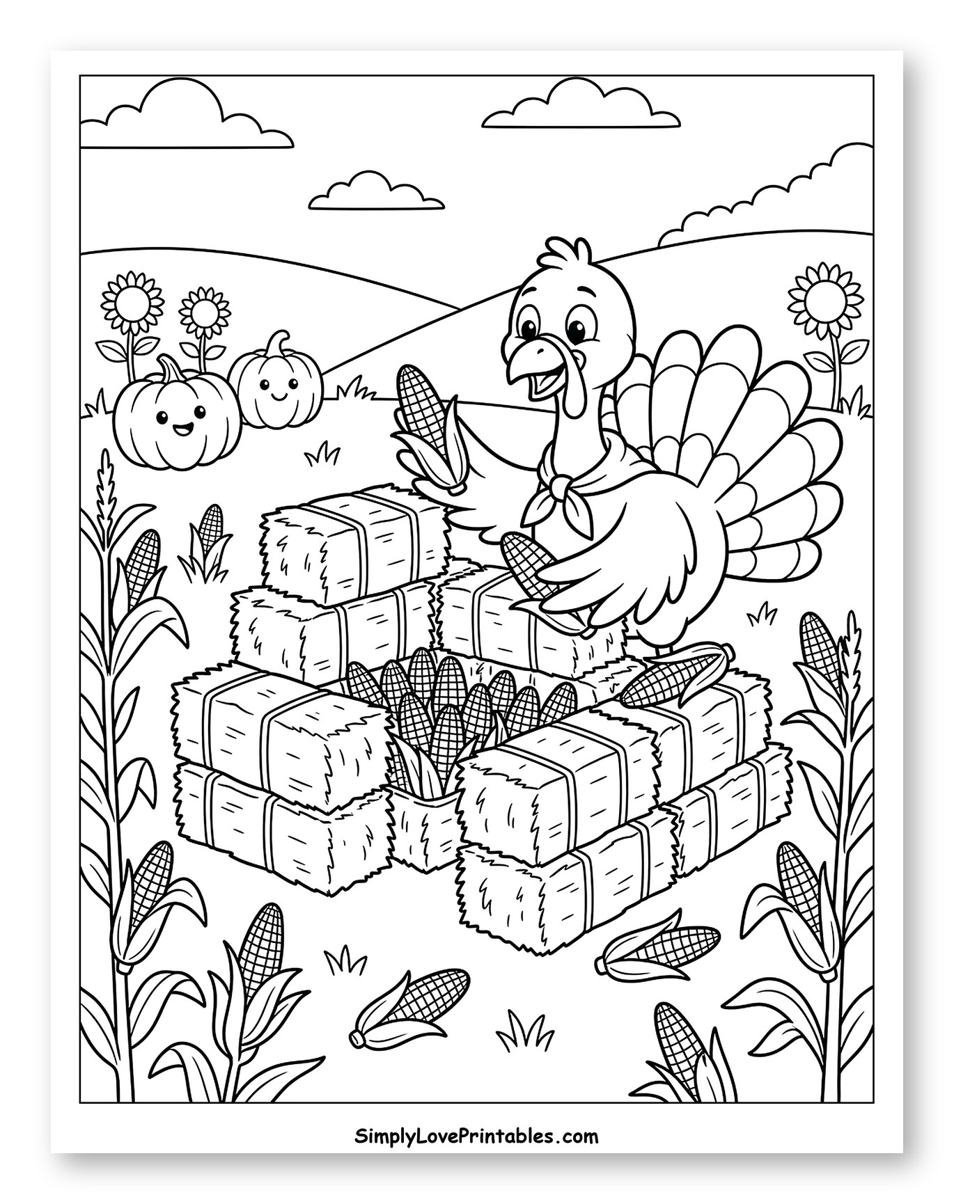 Friendly Turkey in Autumn Farm Scene