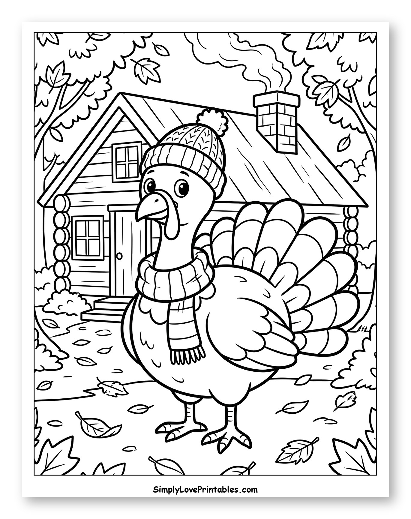 Friendly Turkey in Winter Hat and Scarf