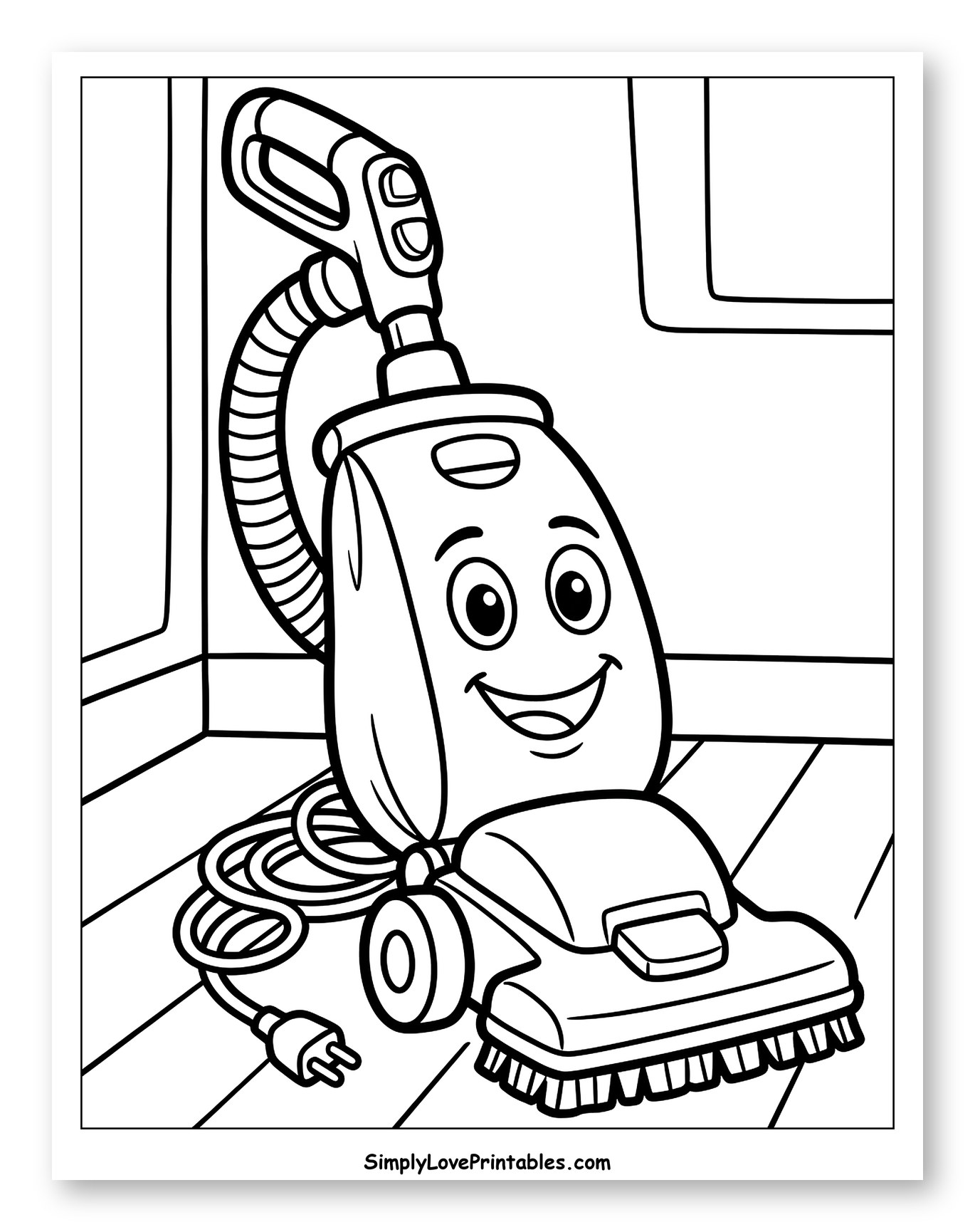 Friendly Vacuum Cleaner on Wooden Floor