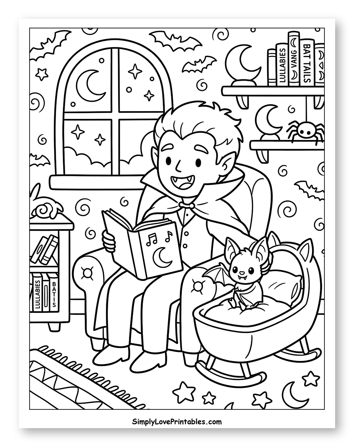 Friendly Vampire Reading to Baby Bat