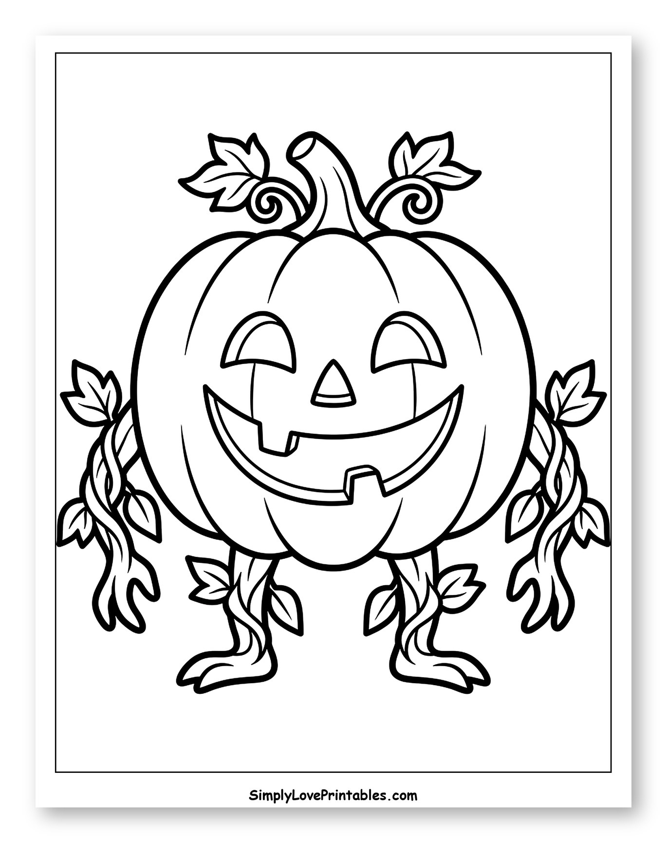 Friendly Walking Jack-o'-Lantern with Vine Limbs