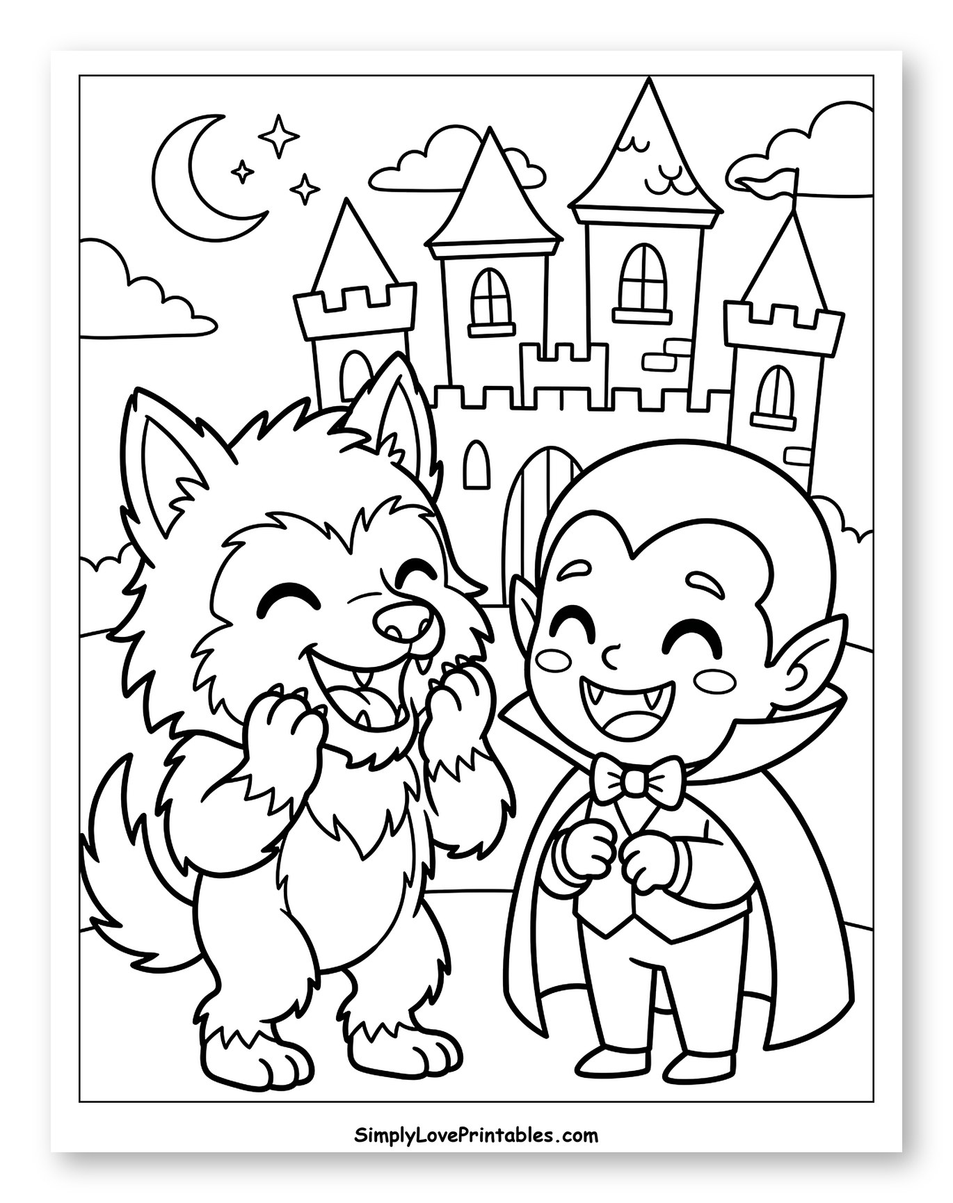 Friendly Werewolf and Vampire at a Castle