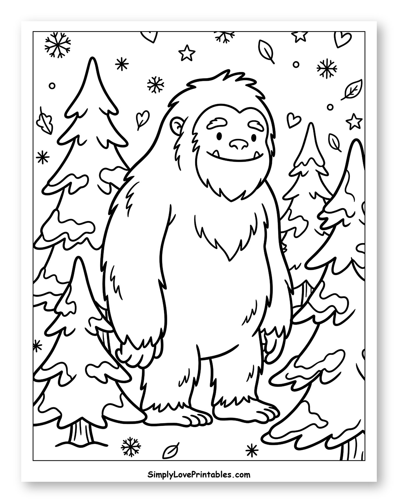 Friendly Yeti in a Snowy Forest