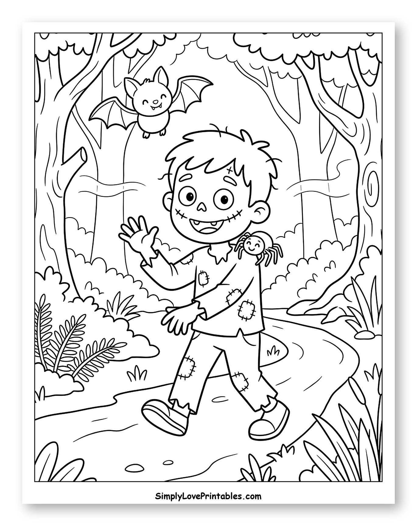 Friendly Zombie Boy Walking Through Woods