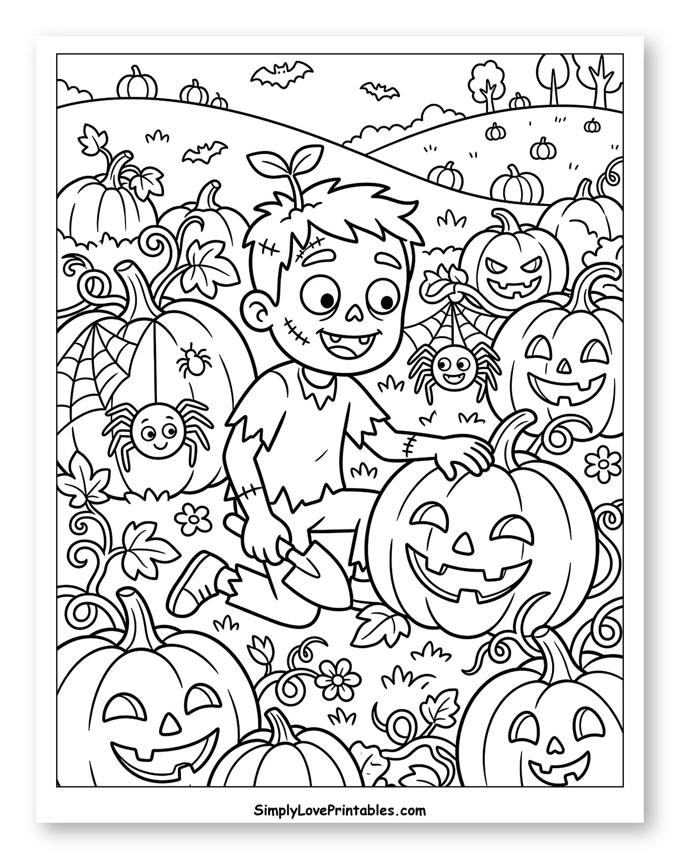 Friendly Zombie in a Pumpkin Patch