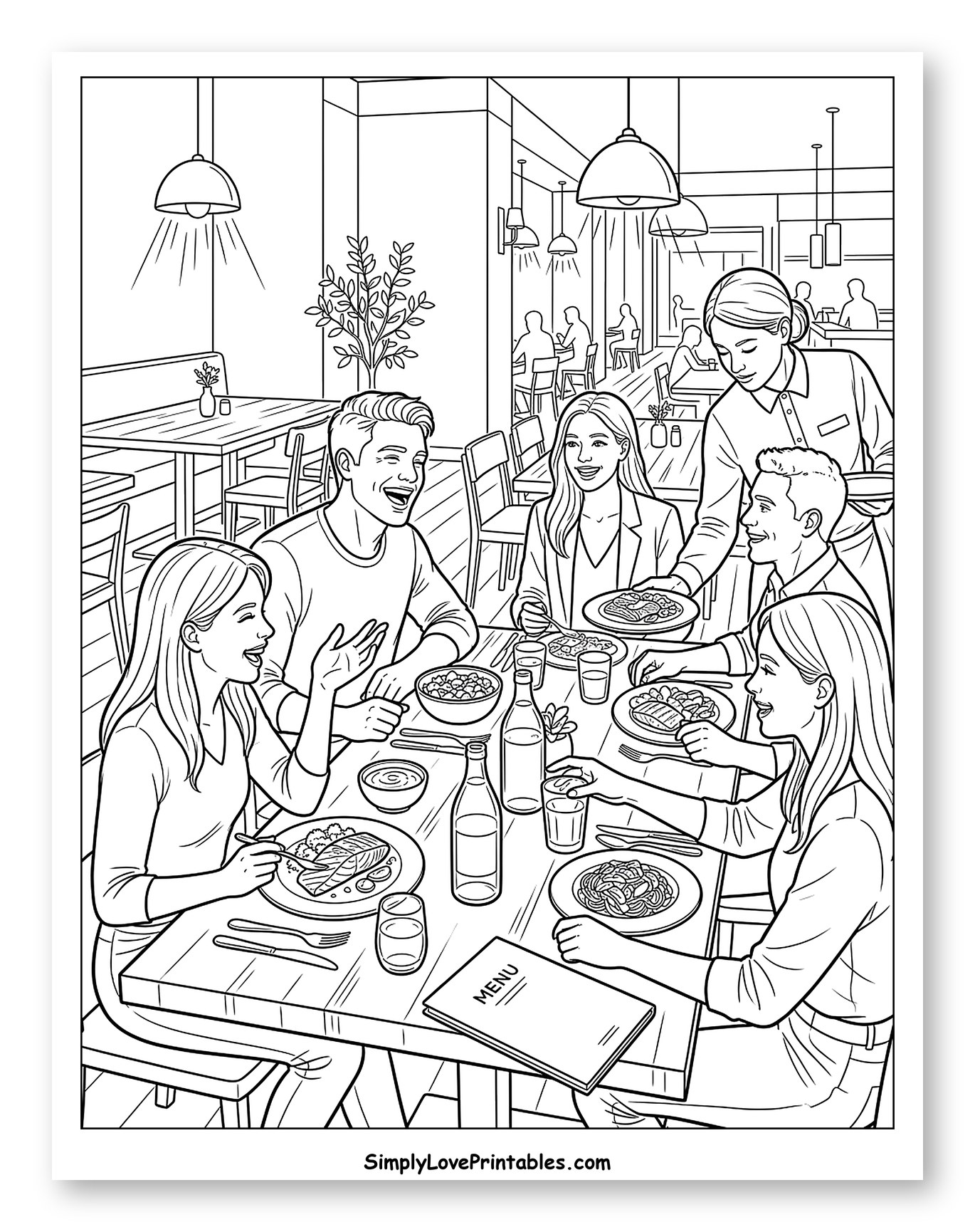 Friends Dining in a Lively Restaurant