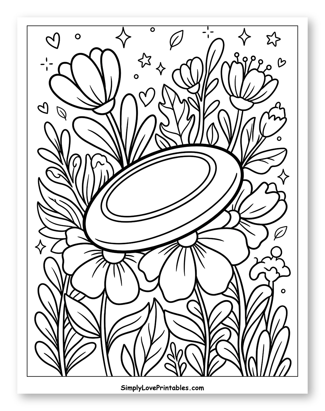 Frisbee Among Blooming Flowers and Foliage