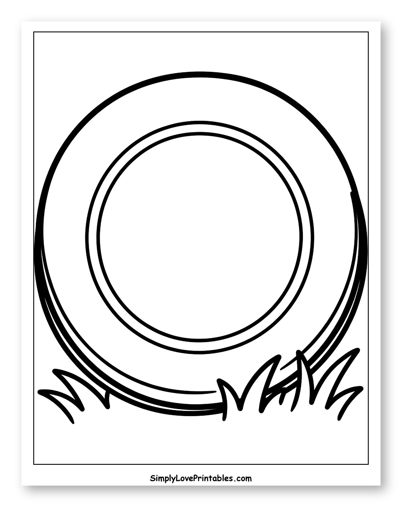 Frisbee Resting on the Grass Coloring Page for Toddlers