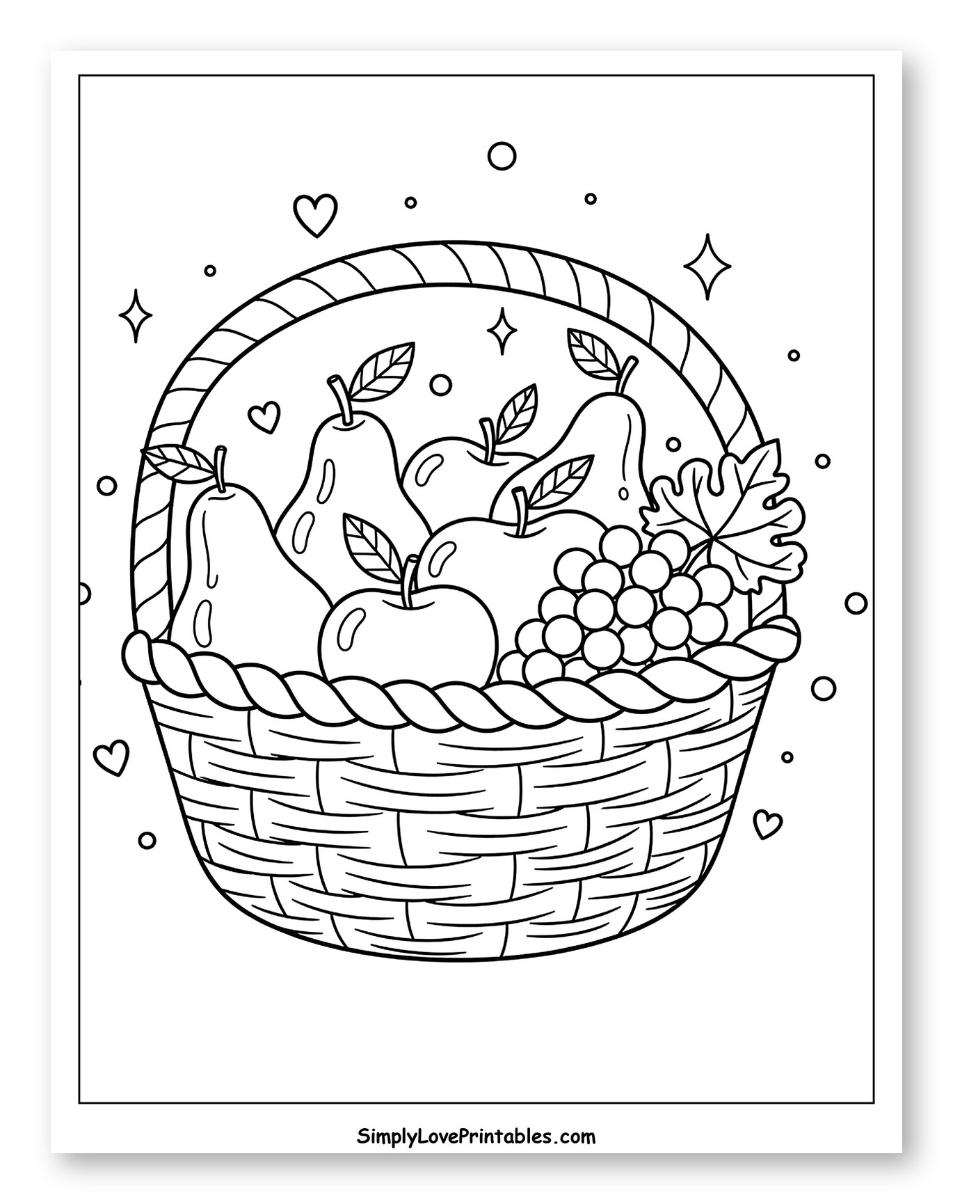 Fruit Basket with Pears, Apples, and Grapes