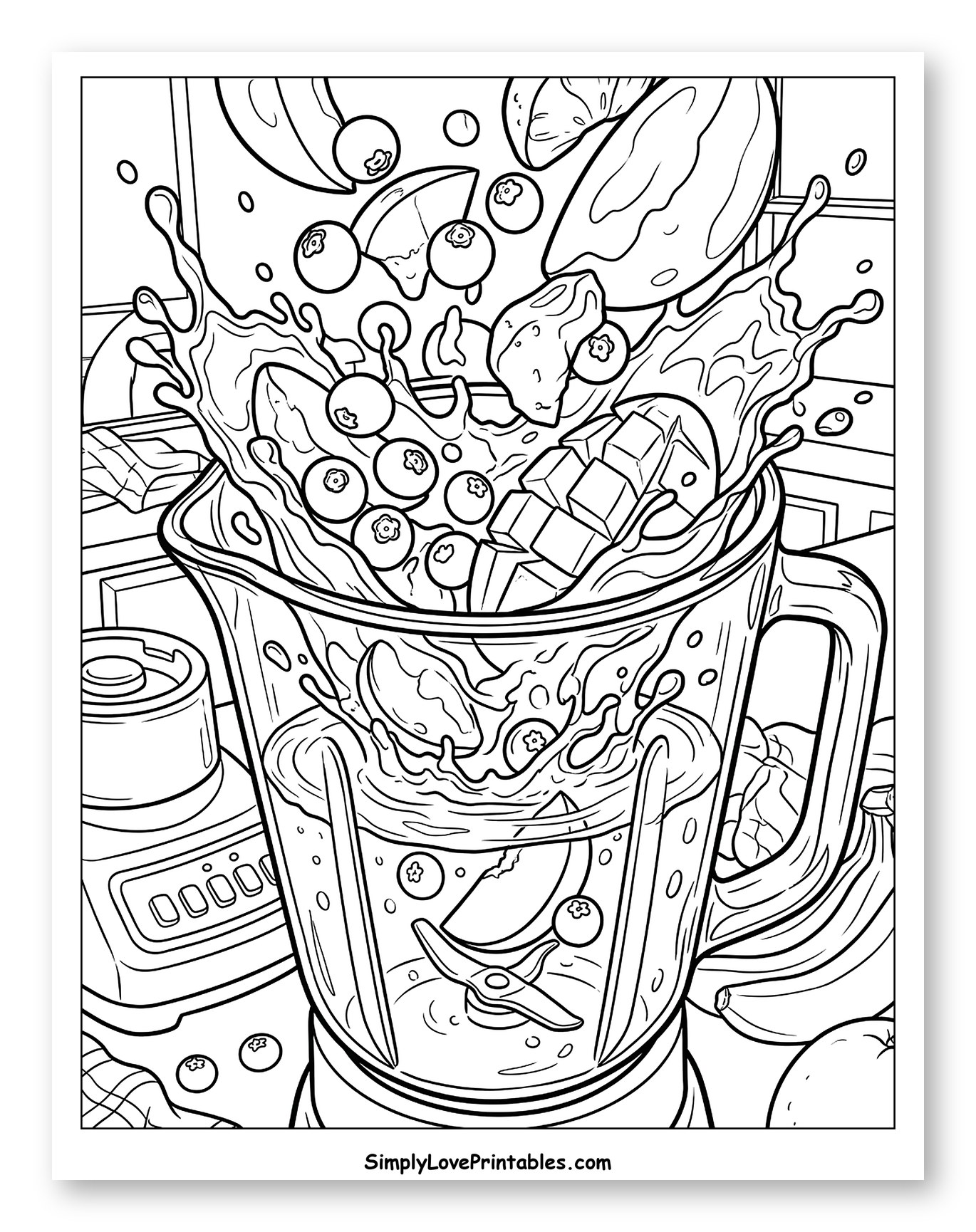 Fruits Splashing into a Blender
