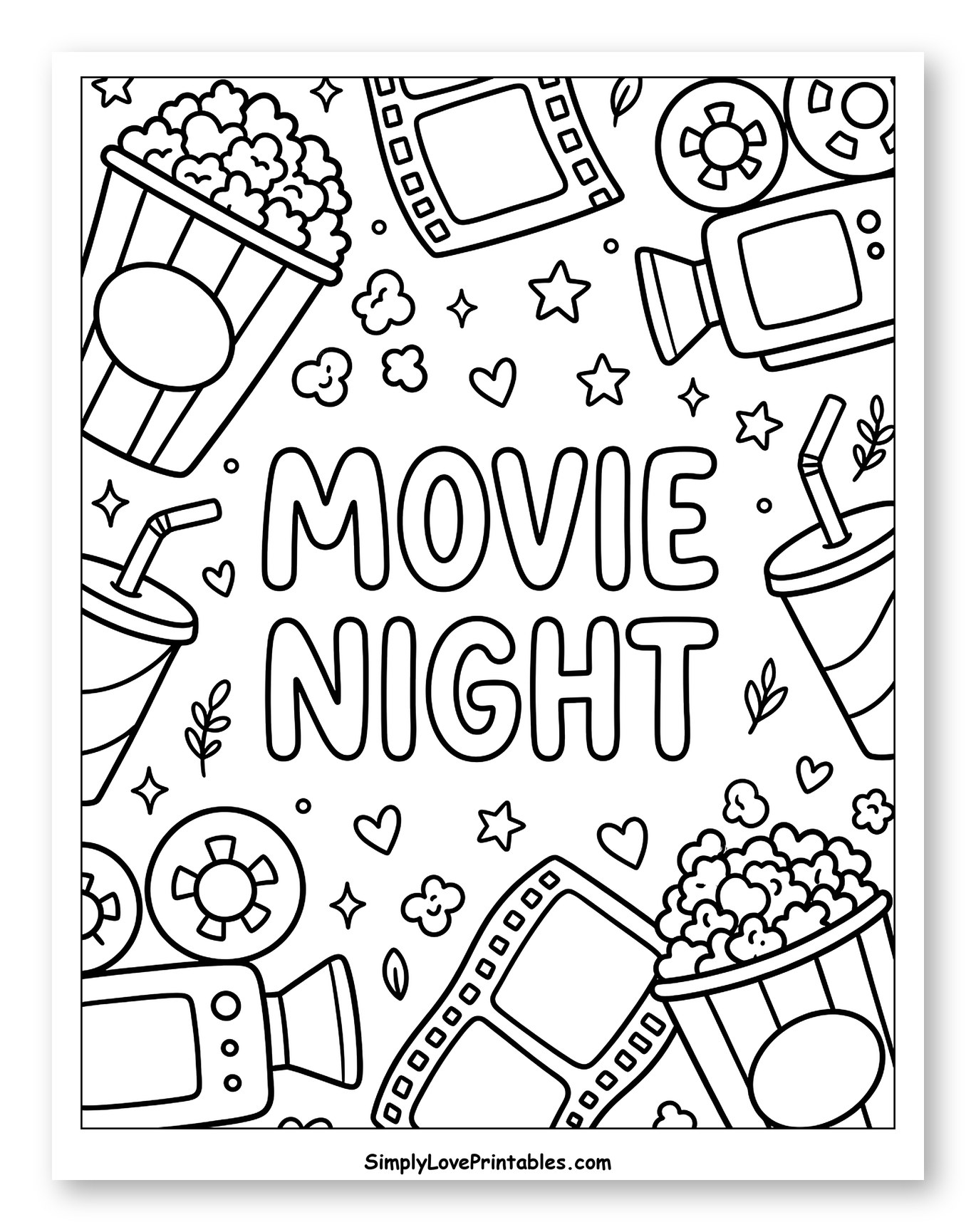 Fun Movie Night Popcorn and Film Elements