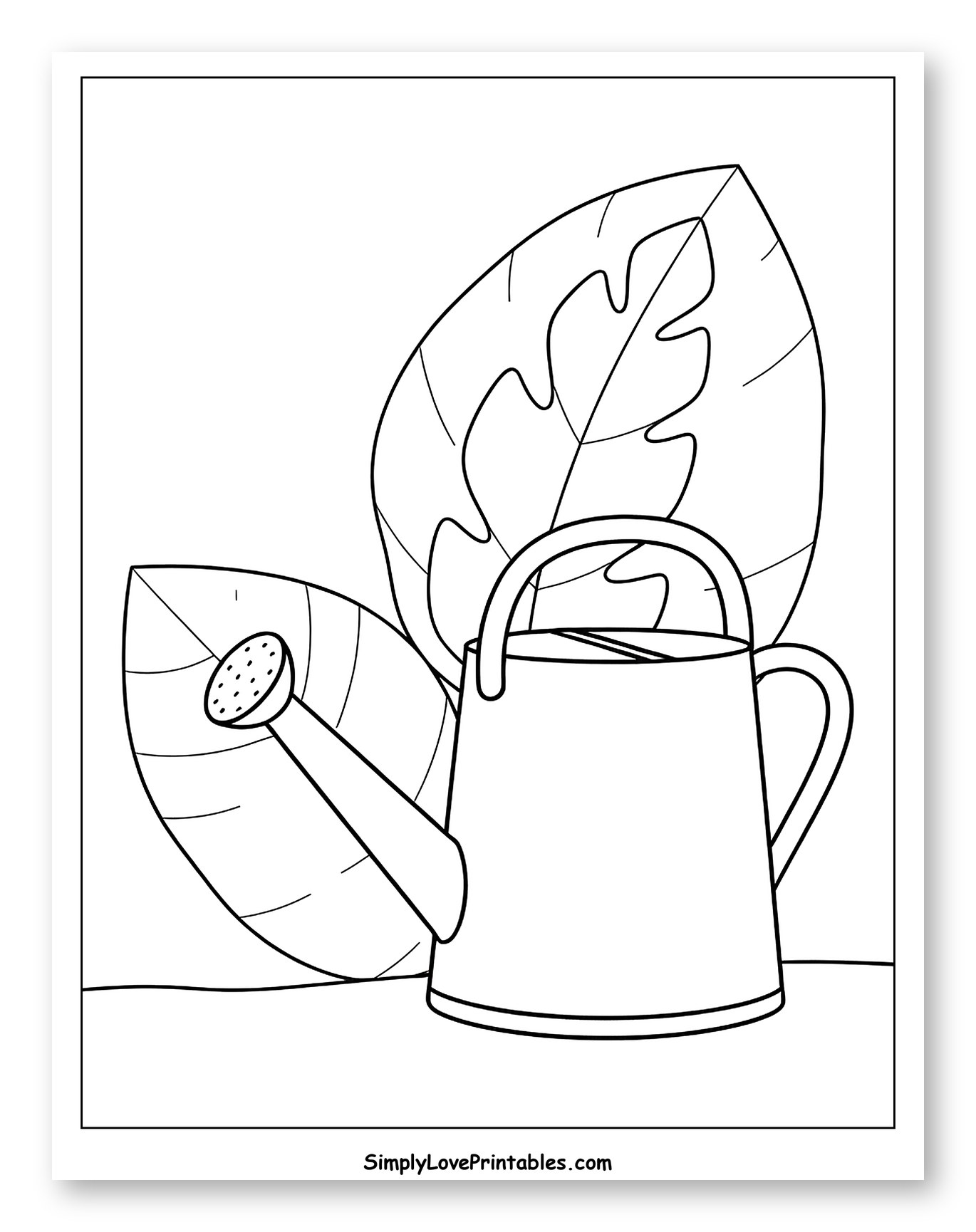 Garden Watering Can with Leaves
