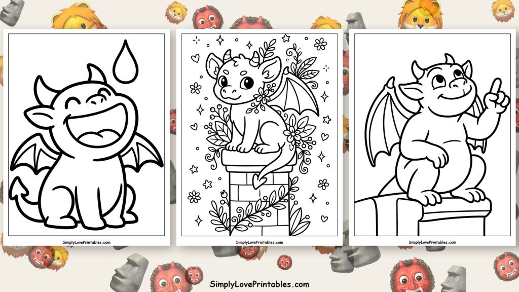 gargoyle coloring pages featured image