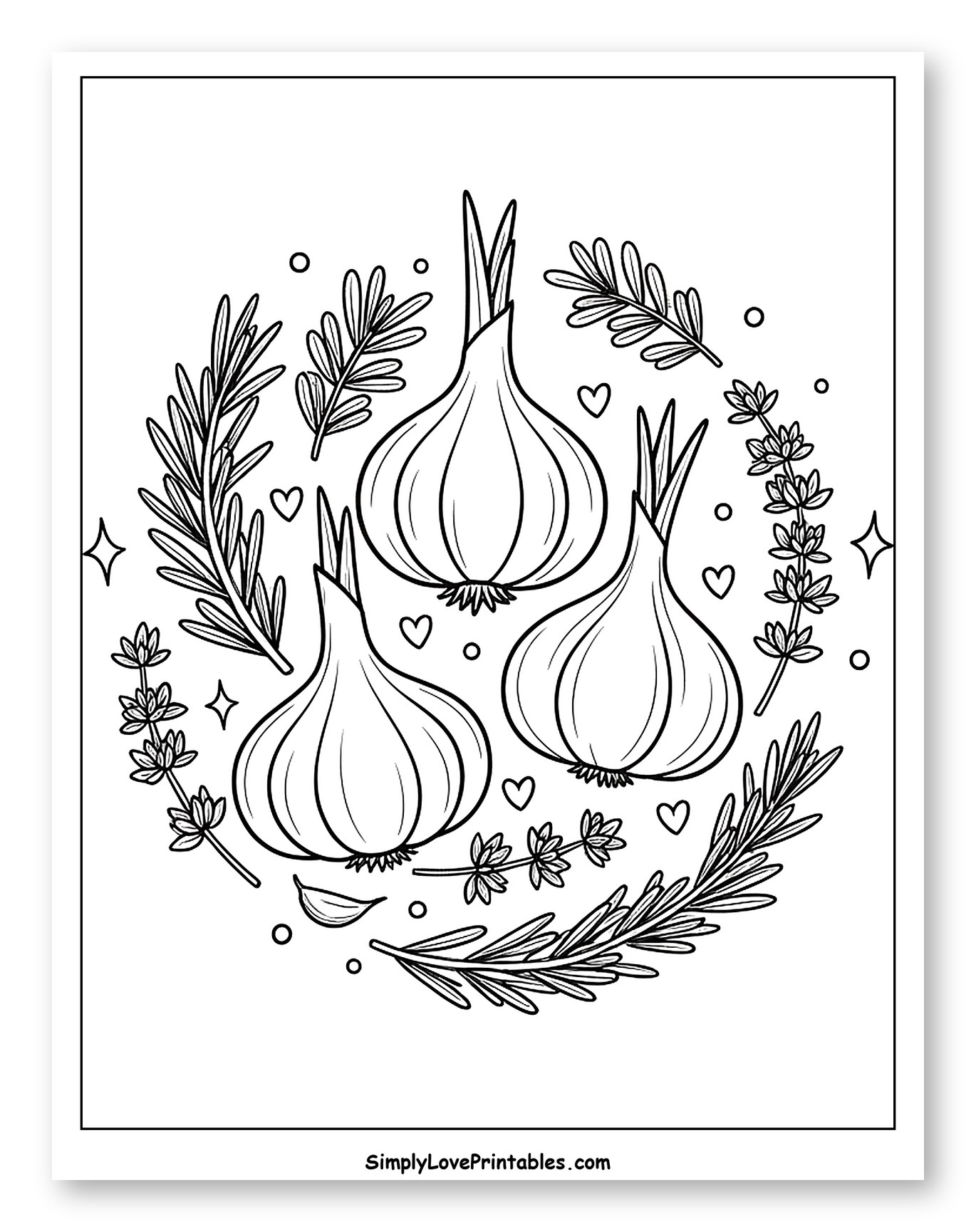Garlic Bulbs with Rosemary and Lavender