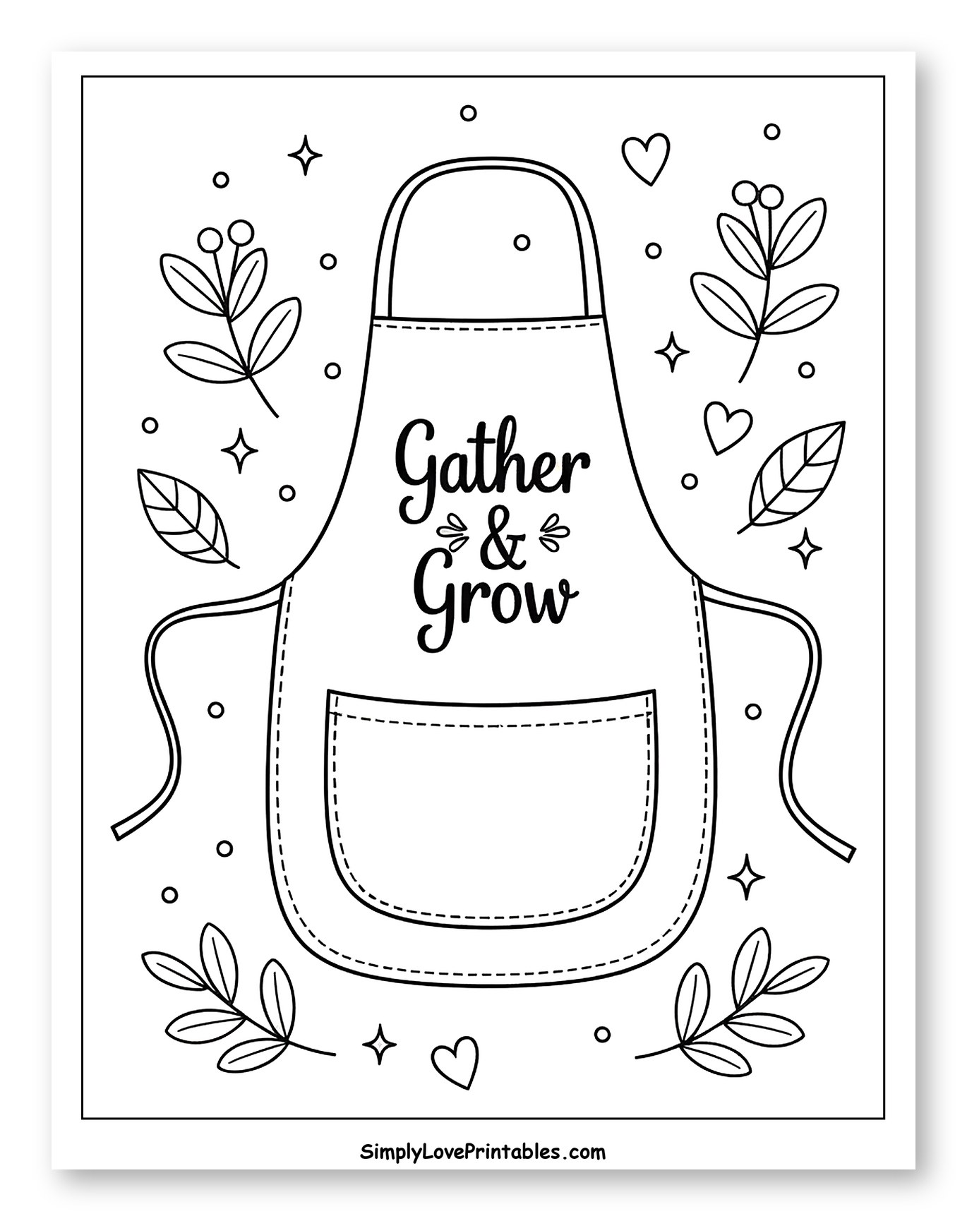 Gather and Grow Apron with Leaves to Color for Adults