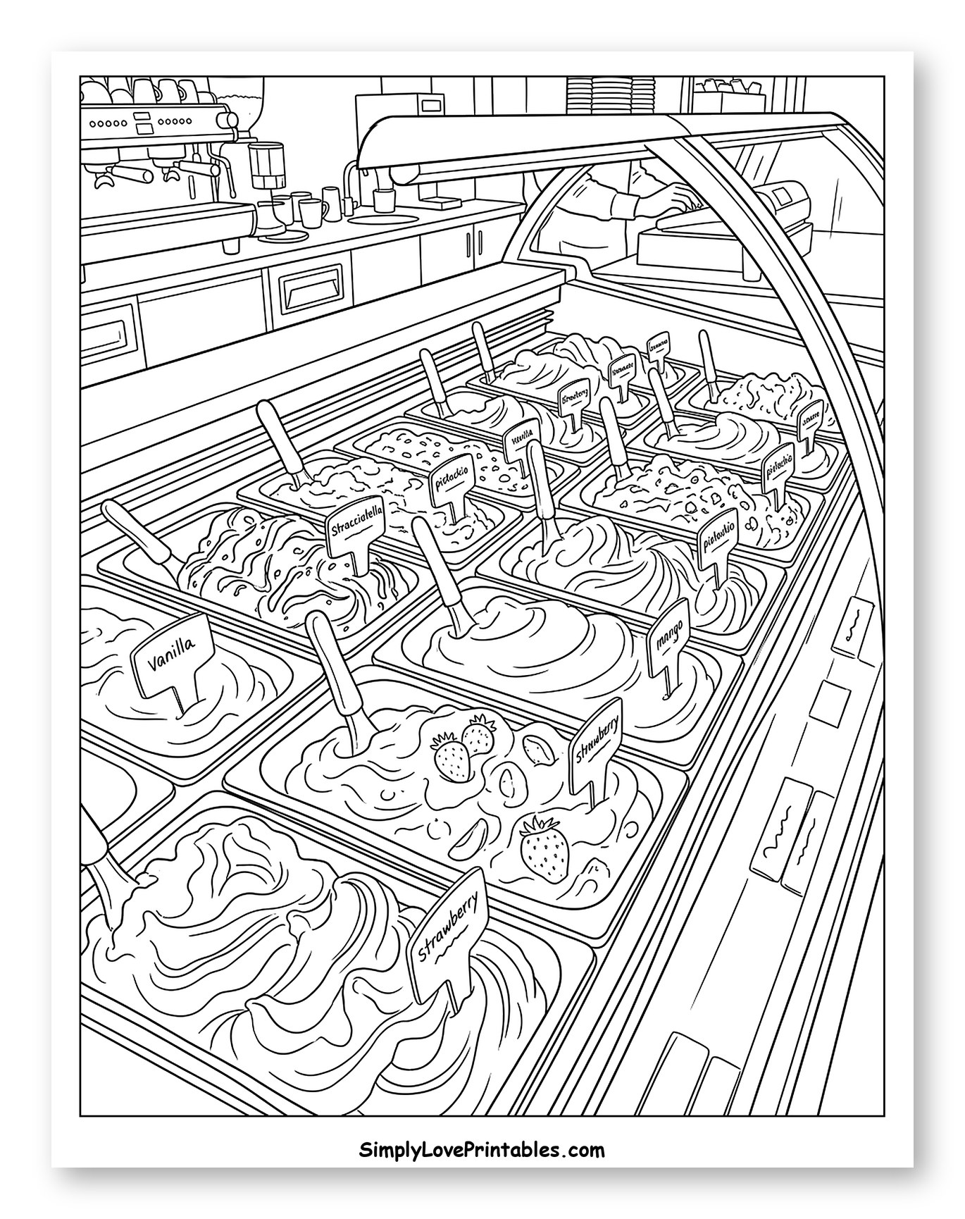 Gelato Display Case in an Ice Cream Shop