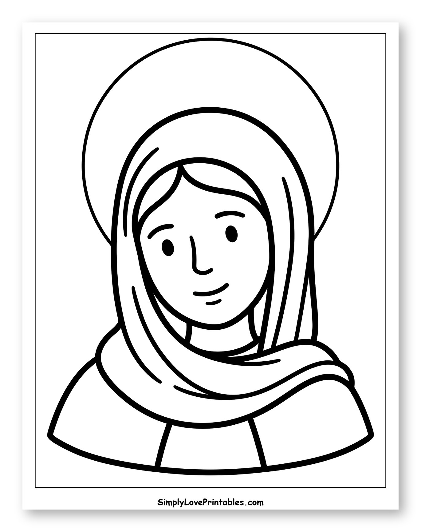 Gentle Blessed Mother Line Art