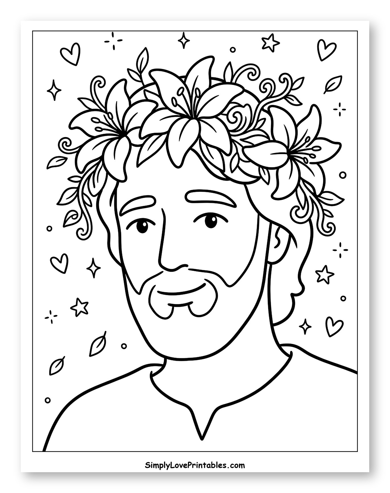Gentle Man Wearing a Crown of Lilies