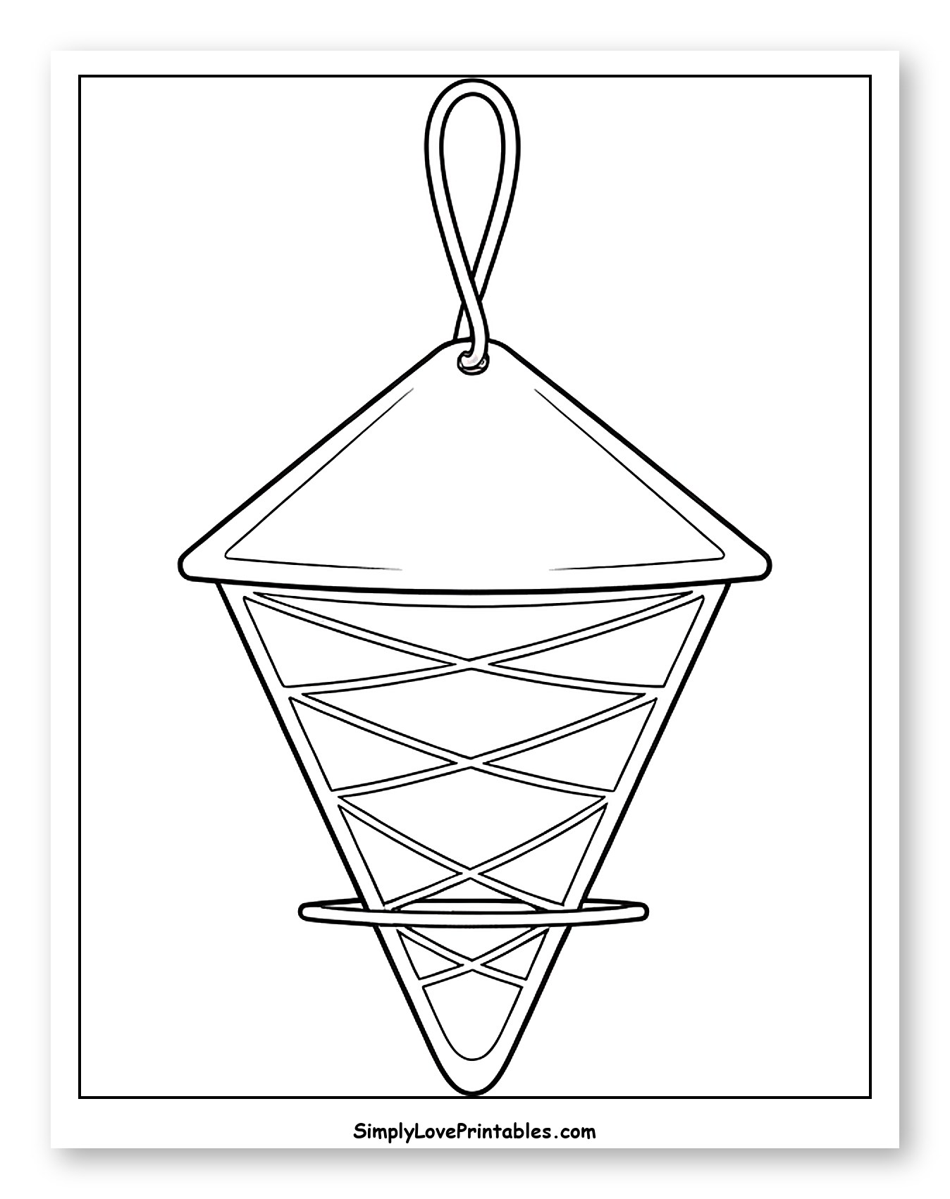 Geometric Pattern Hanging Bird Feeder Coloring Page for Toddlers