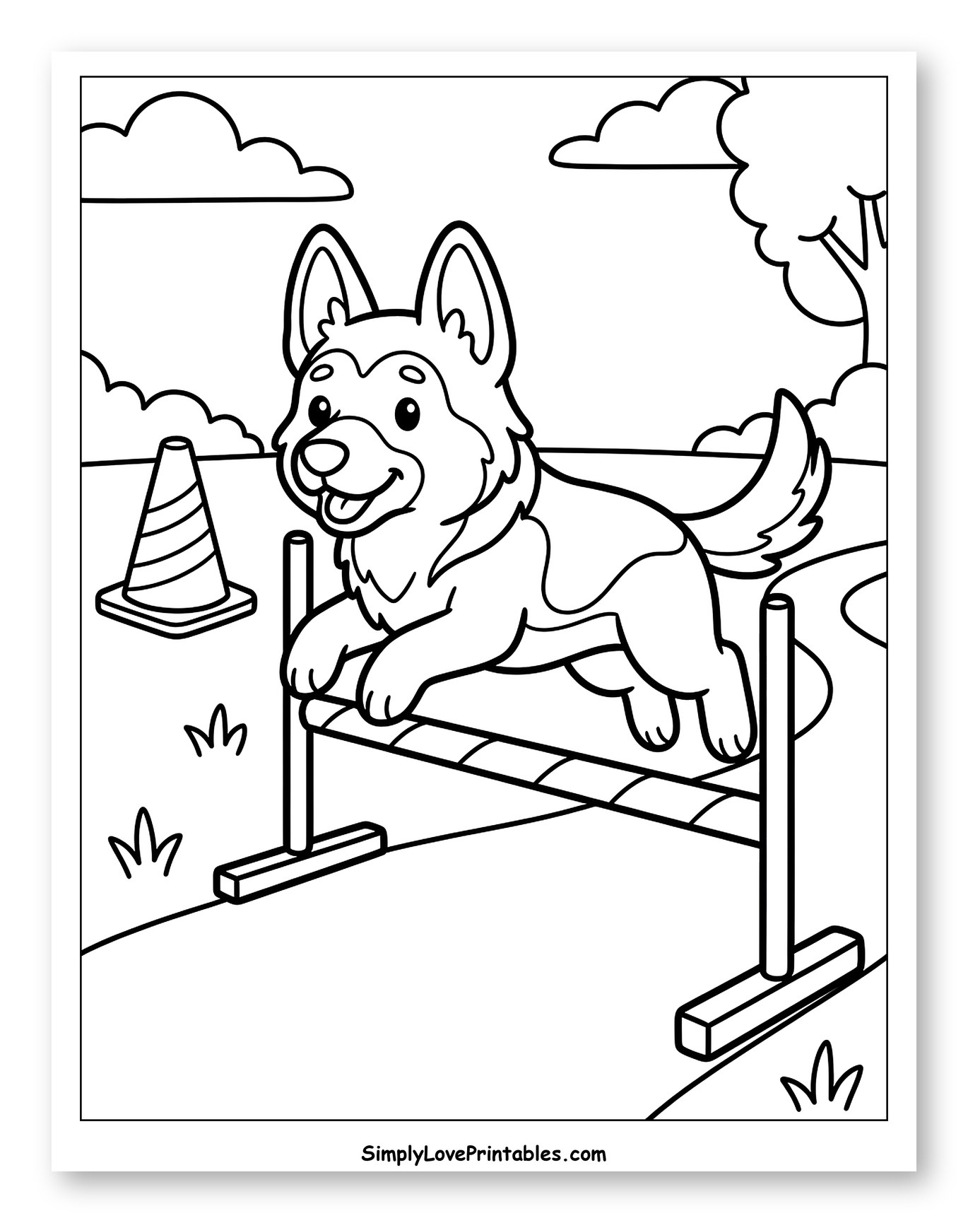 German Shepherd Dog Jumping Agility Hurdle