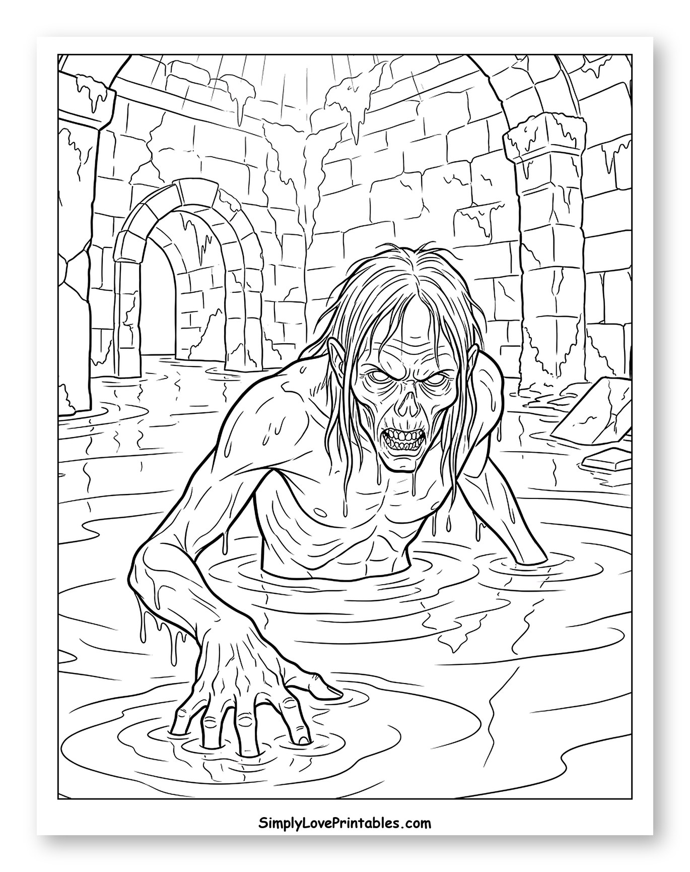 Ghoul Emerging from Flooded Dungeon to Color