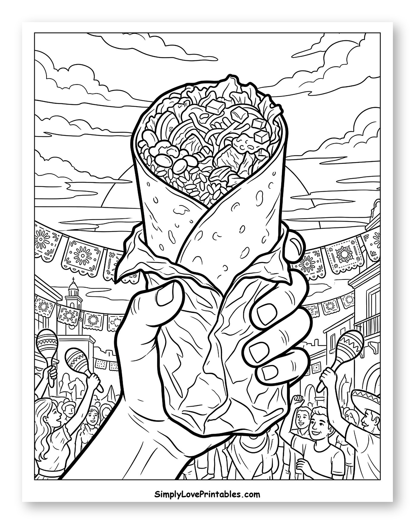 Giant Burrito Held High in Celebration to Color