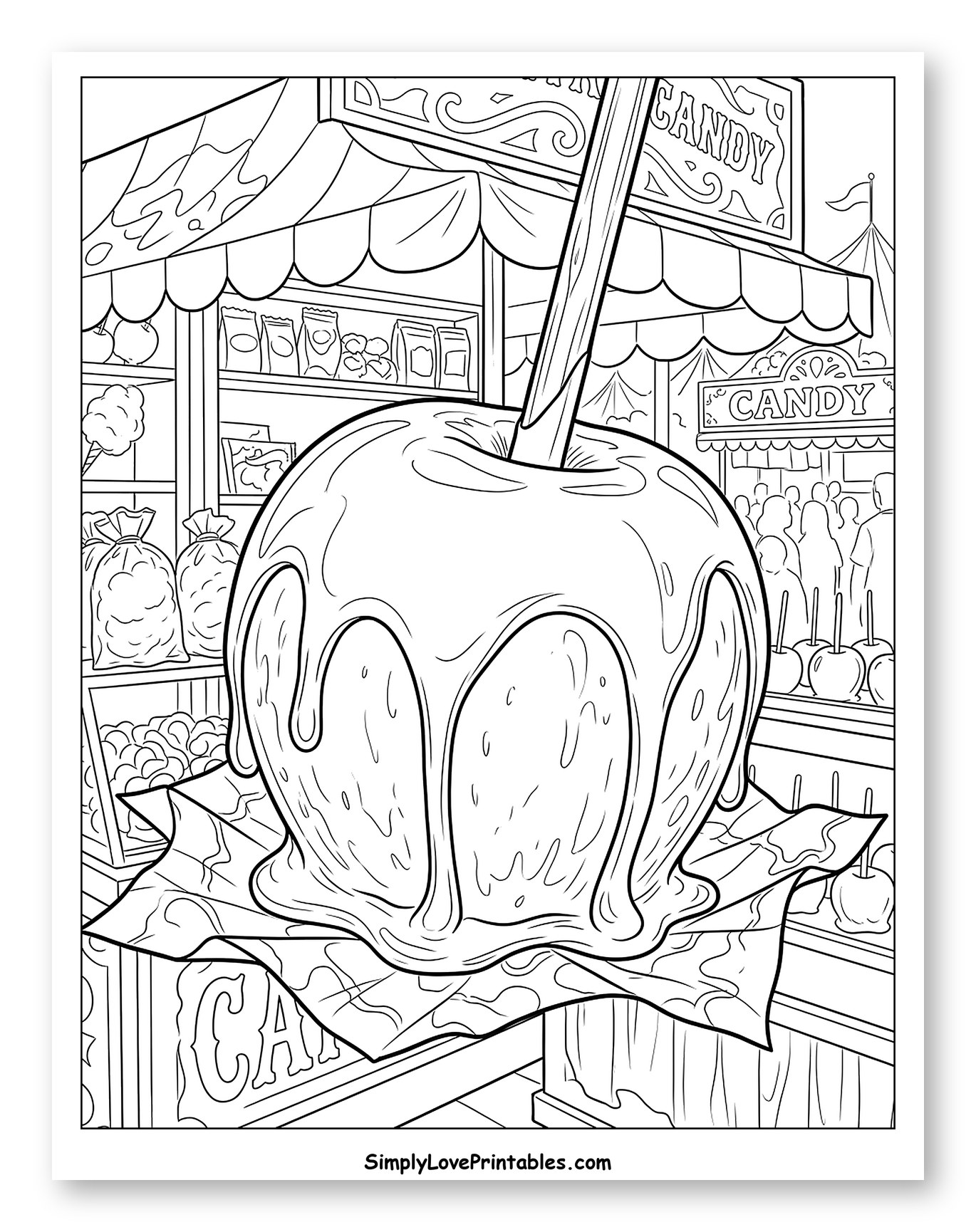Giant Caramel Apple at a Carnival Stand