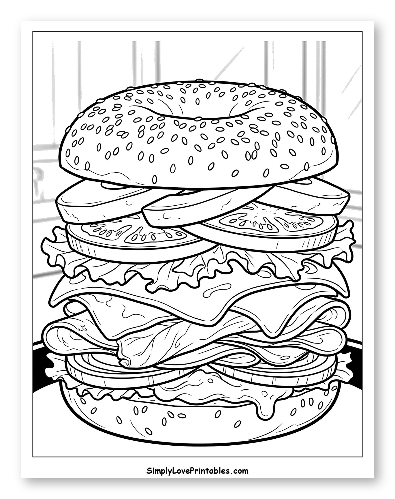 Giant Stacked Bagel Sandwich with Fresh Ingredients