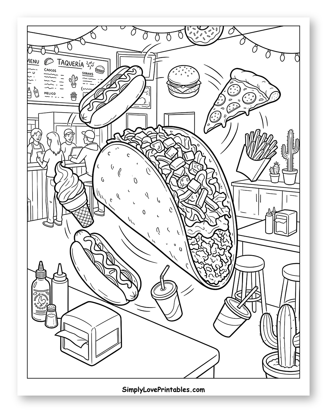 Giant Taco and Floating Fast Food Feast