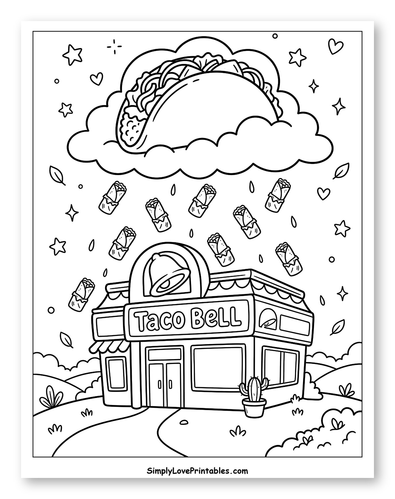 Giant Taco Cloud Raining Burritos on Taco Bell