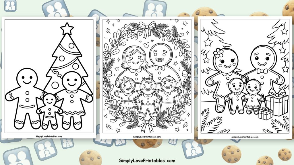 Gingerbread family coloring pages featured image