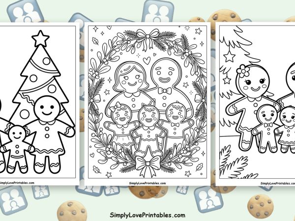Gingerbread family coloring pages featured image