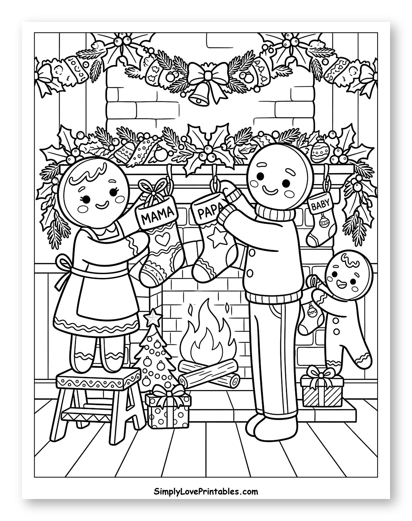 Gingerbread Family Hanging Christmas Stockings