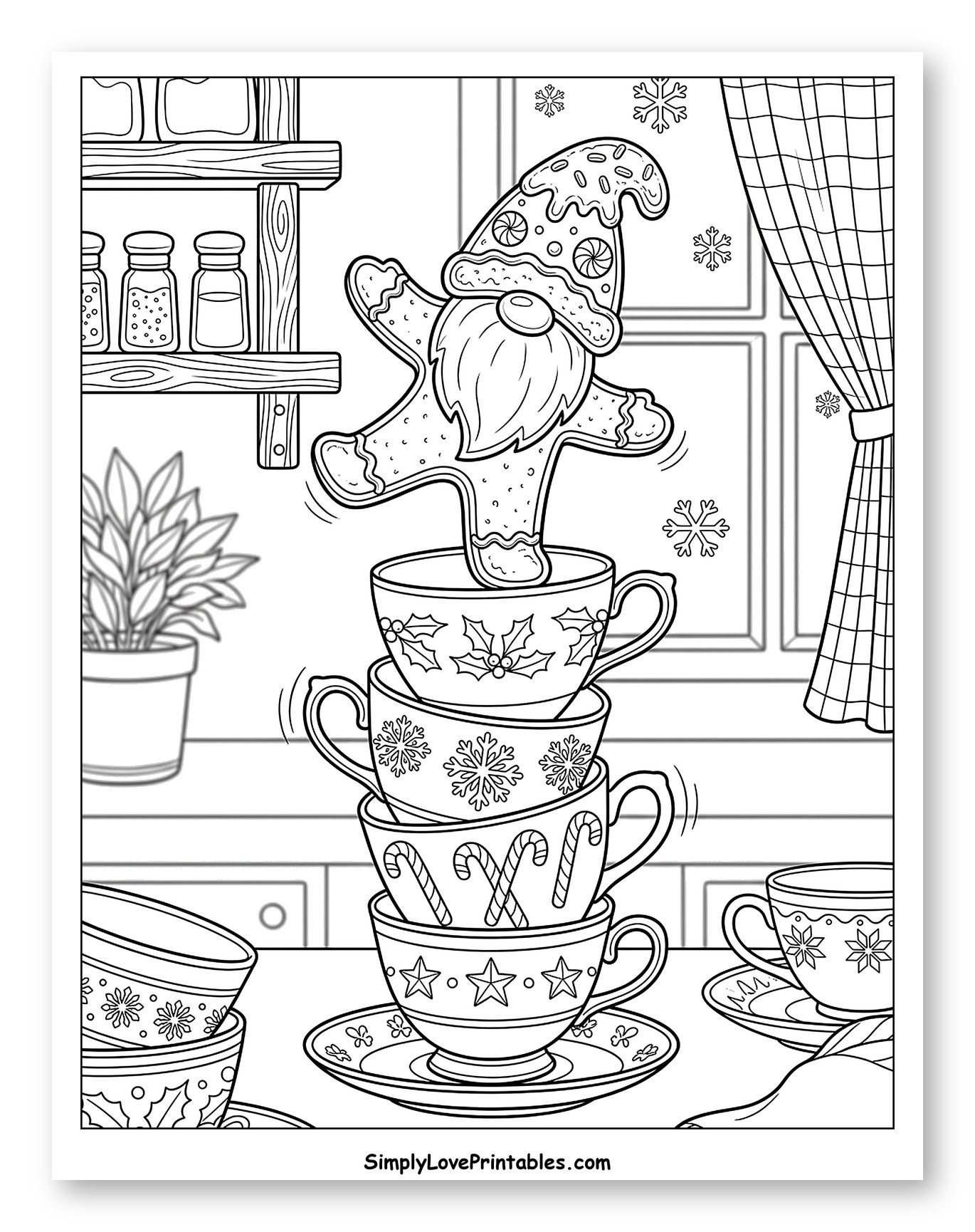 Gingerbread Gnome Balancing on Shaky Teacups