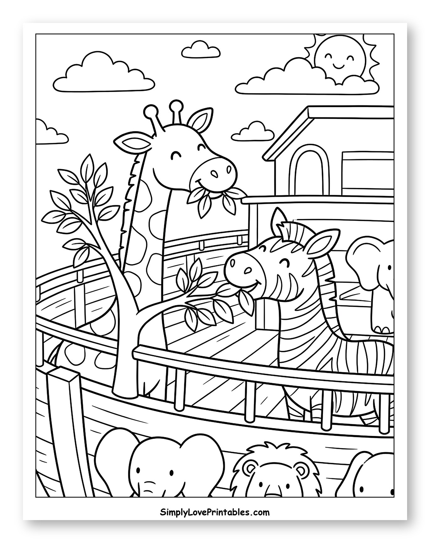 Giraffe and Zebra Eating Leaves